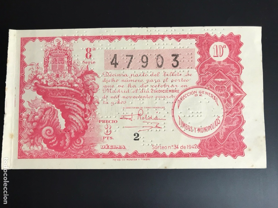 Nationale spanische Lotterie: Loteria A&ntilde;o 1942 sorteo 34