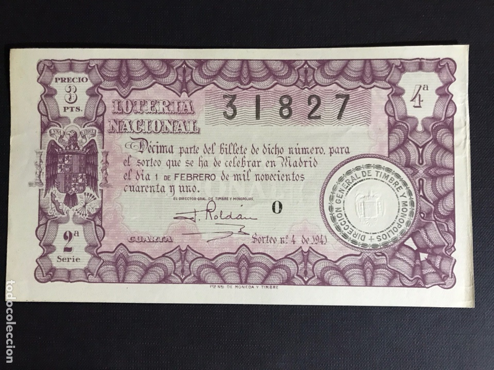 Loter&iacute;a nacional: Loteria A&ntilde;o 1941 sorteo 4