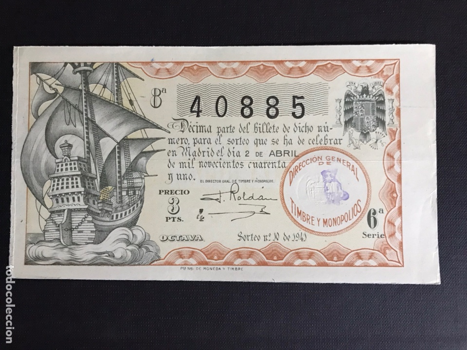 National Spanish Lottery: Loteria A&ntilde;o 1941 sorteo 10