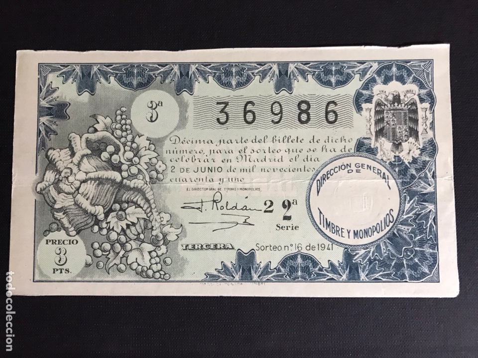 Nationale spanische Lotterie: Loteria A&ntilde;o 1941 sorteo 16