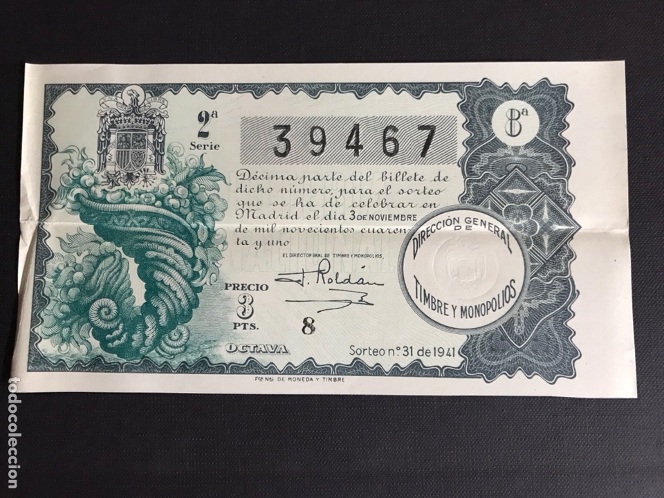 National Spanish Lottery: Loteria A&ntilde;o 1941 sorteo 31