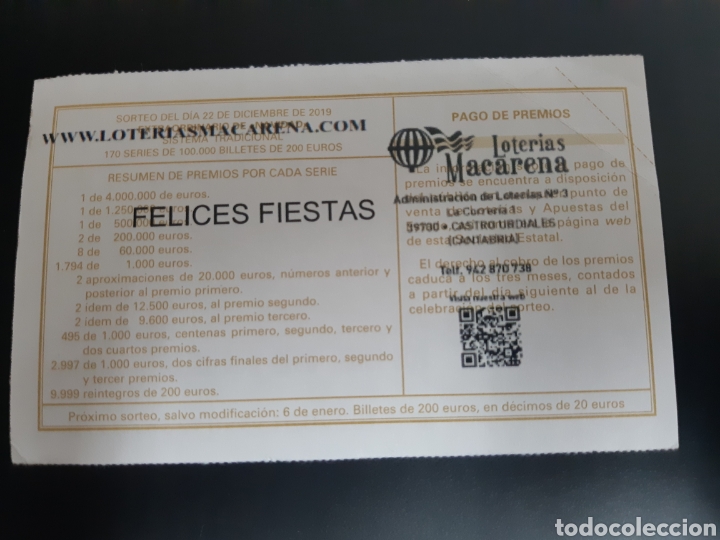 Loter&iacute;a nacional: Loter&iacute;a de Castro Urdiales, Cantabria.