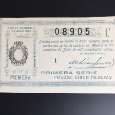 Lotería Nacional: LOTERIA AÑO 1920 SORTEO 21