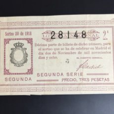 Lotería Nacional: LOTERIA AÑO 1918 SORTEO 30
