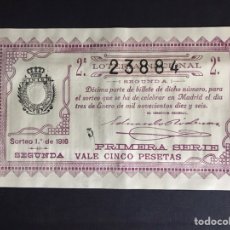Lotería Nacional: LOTERIA AÑO 1916 SORTEO 1. Lote 194073551