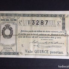 Lotería Nacional: LOTERIA AÑO 1916 SORTEO 2. Lote 194073645