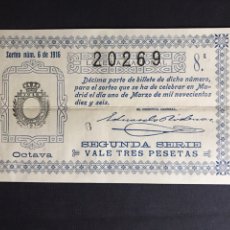 Lotería Nacional: LOTERIA AÑO 1916 SORTEO 6. Lote 194073842