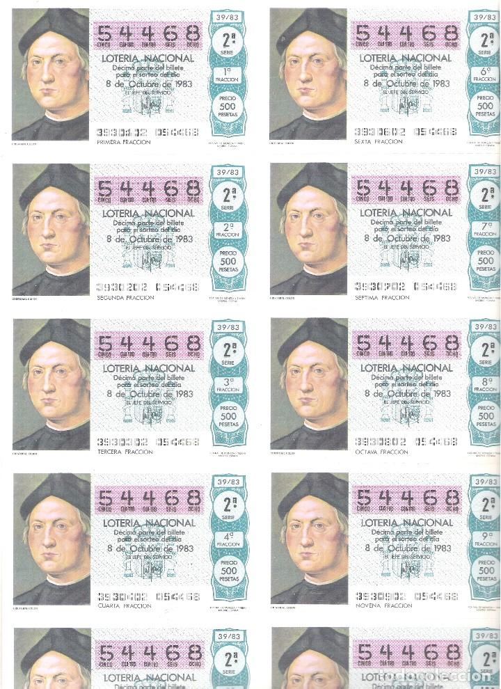 Nationale spanische Lotterie: 1 BILLETE LOTERIA SABADO - 8 OCTUBRE 1983 - 39/83 - DESCUBRIMIENTO AMERICA CRISTOBAL COLON