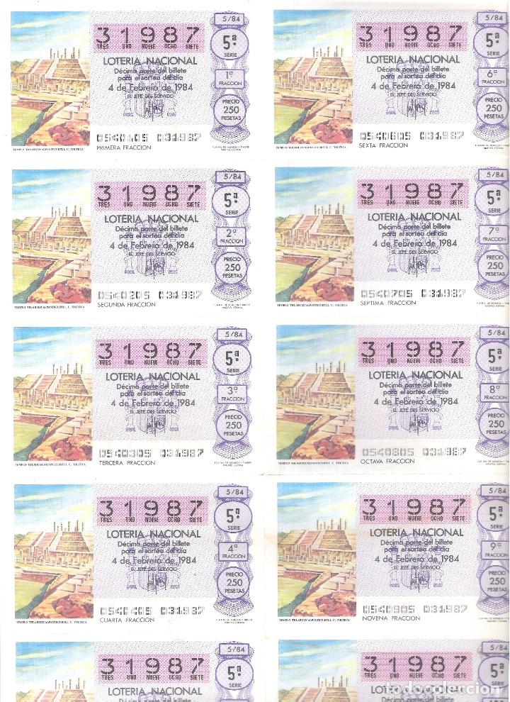 Nationale spanische Lotterie: 1 BILLETE LOTERIA SABADO - 4 FEBRERO 1984 - 5/84 - TEMPLO THLAHUIZCALPANTECUHTLI ( TOLTECA )