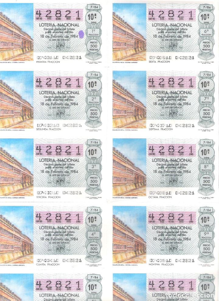 Nationale spanische Lotterie: 1 BILLETE LOTERIA SABADO - 18 FEBRERO 1984 - 7/84 - PALACIO DE MITLA ( CULTURA ZAPOTECA )