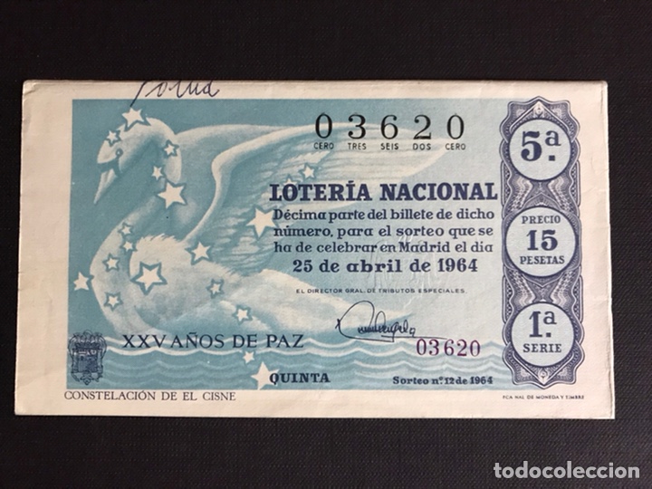 National Spanish Lottery: Loteria A&ntilde;o 1964 sorteo 12