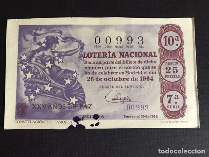 Nationale spanische Lotterie: Loteria A&ntilde;o 1964 sorteo 30