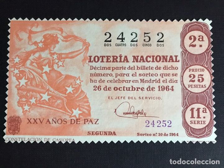 Nationale spanische Lotterie: Loteria A&ntilde;o 1964 sorteo 30