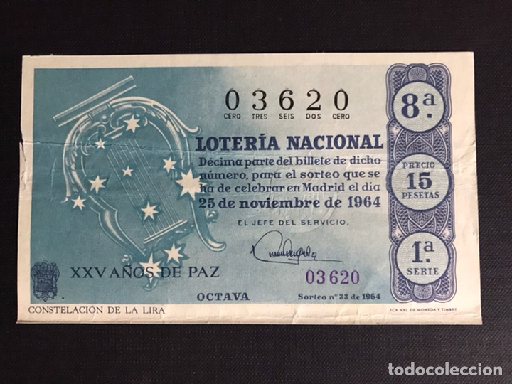 Nationale spanische Lotterie: Loteria A&ntilde;o 1964 sorteo 33