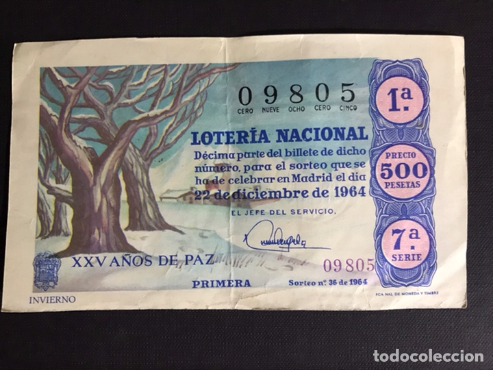 National Spanish Lottery: Loteria A&ntilde;o 1964 sorteo 36 Navidad