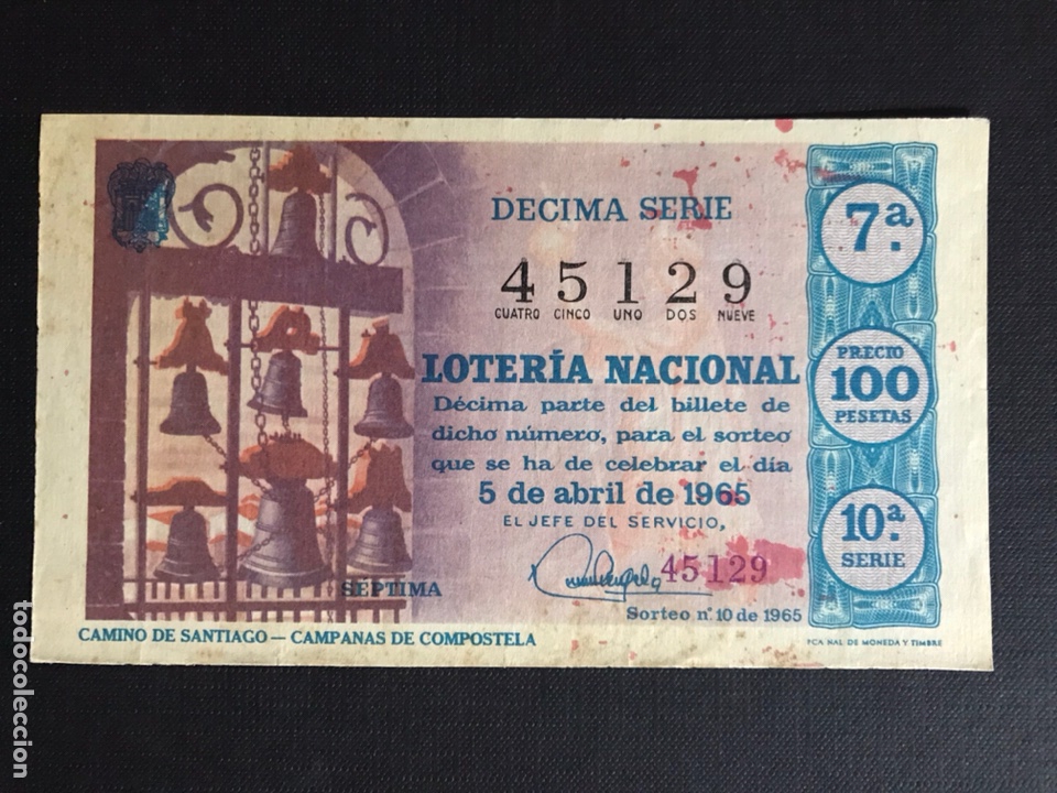 Nationale spanische Lotterie: Loteria A&ntilde;o 1965 sorteo 10