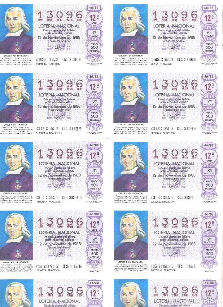 Nationale spanische Lotterie: 1 BILLETE LOTERIA SABADO 12 NOVIEMBRE 1988 46/88 - CAMPOMANES ( SANTA EULALIA DE SORRIBAS - ASTURIAS