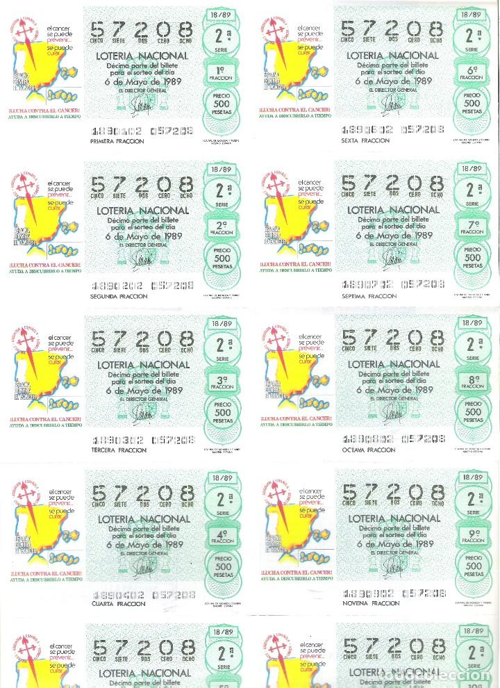 Nationale spanische Lotterie: 1 DECIMO LOTERIA SABADO - 6 MAYO 1989 - 18/89 - ASOCIACION ESPA&Ntilde;OLA CONTRA EL CANCER
