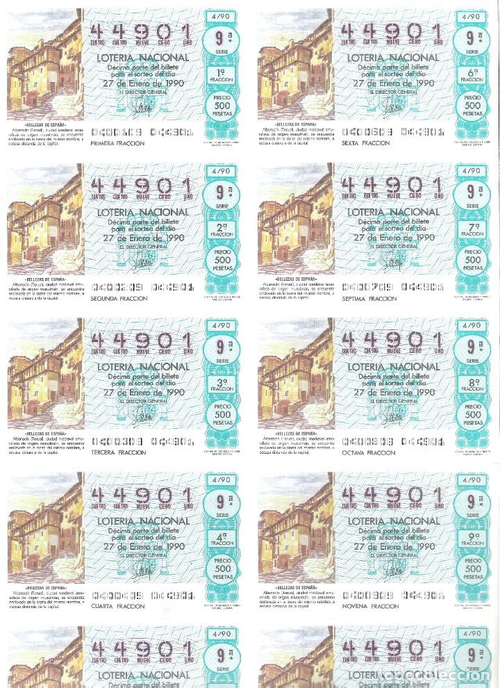 Nationale spanische Lotterie: 1 BILLETE LOTERIA SABADO - 27 ENERO 1990 - 4/90 - VISTA CALLES DE ALBARRACIN ( TERUEL )