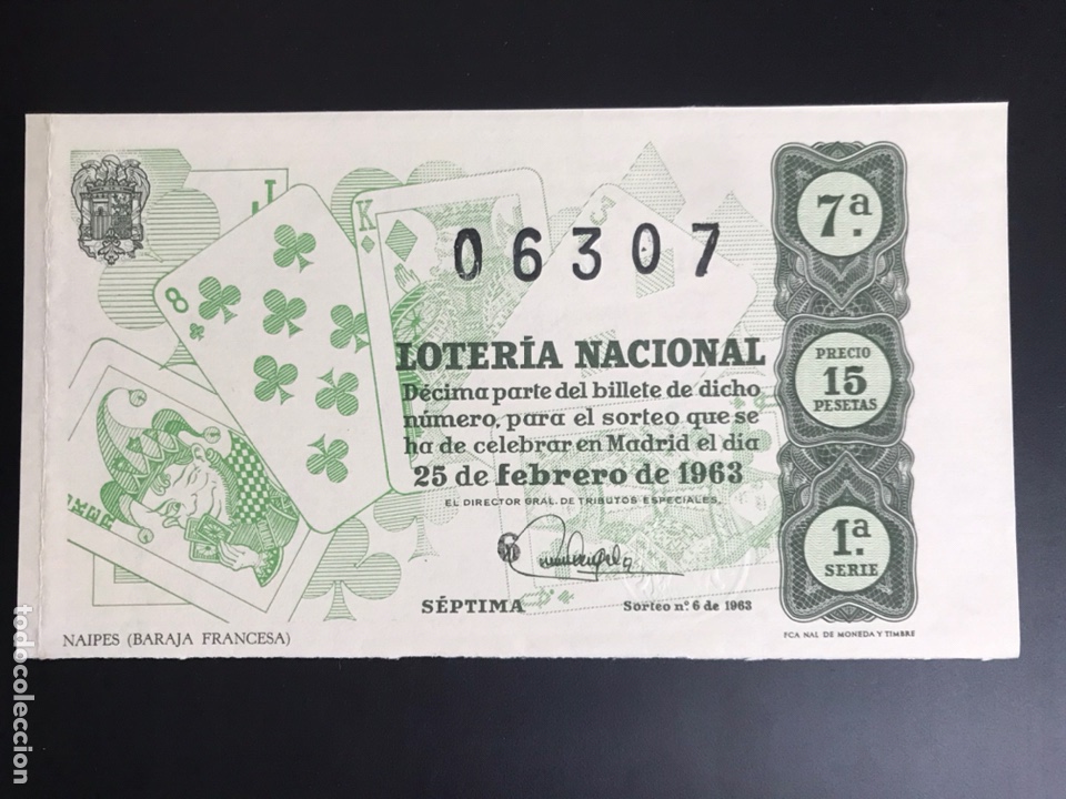 National Spanish Lottery: Loteria A&ntilde;o 1963 sorteo 6