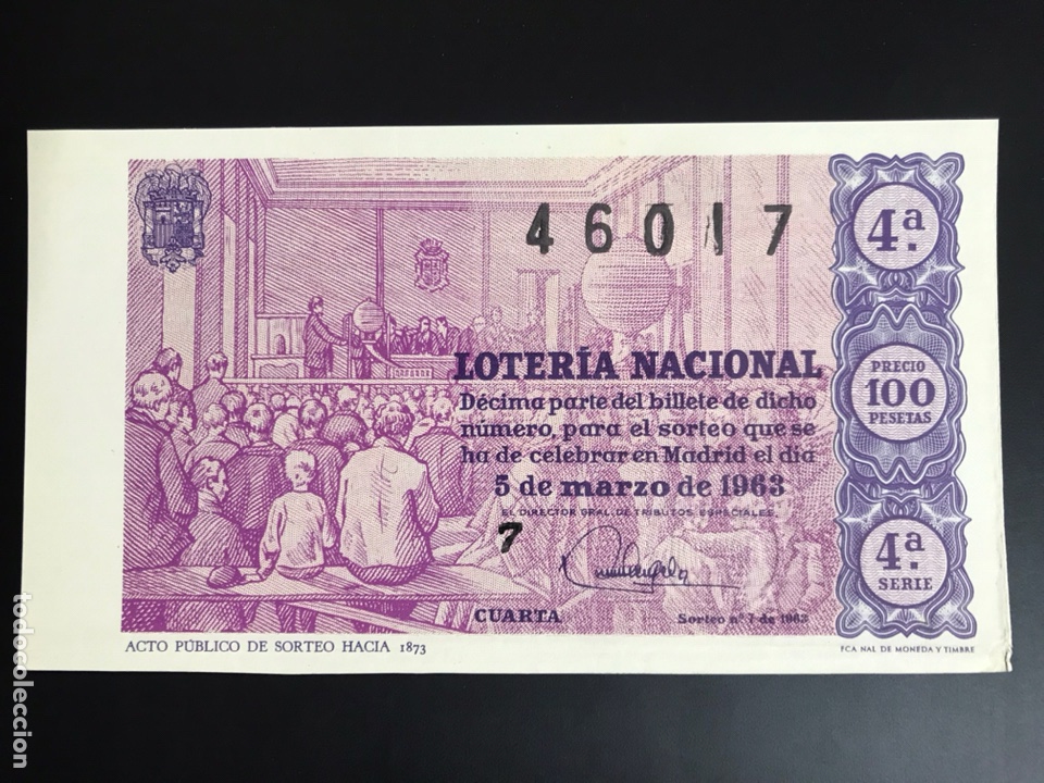 National Spanish Lottery: Loteria A&ntilde;o 1963 sorteo 7