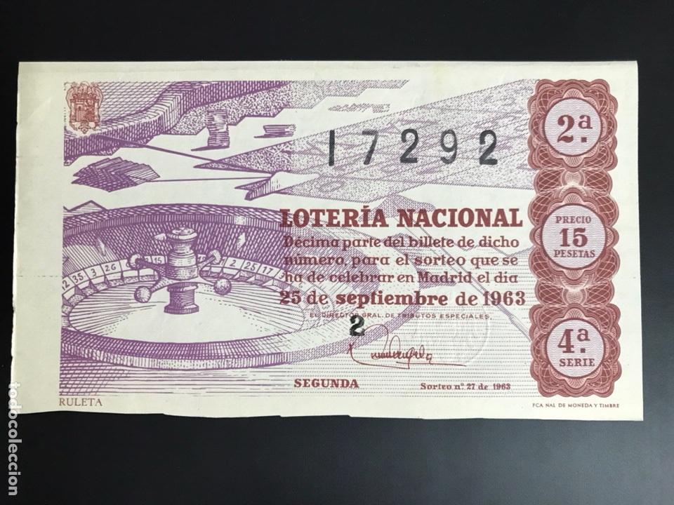 National Spanish Lottery: Loteria A&ntilde;o 1963 sorteo 27