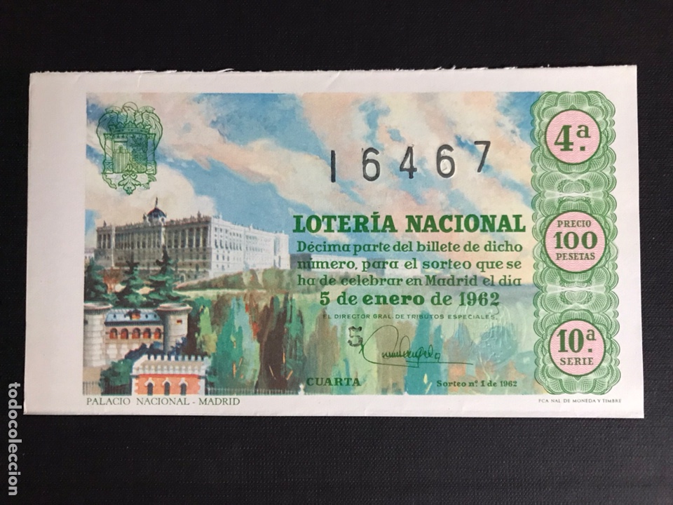 National Spanish Lottery: Loteria A&ntilde;o 1962 sorteo 1