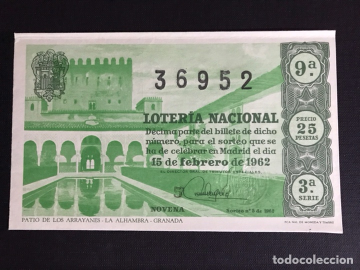 National Spanish Lottery: Loteria A&ntilde;o 1962 sorteo 5