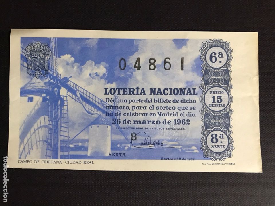 Nationale spanische Lotterie: Loteria A&ntilde;o 1962 sorteo 9