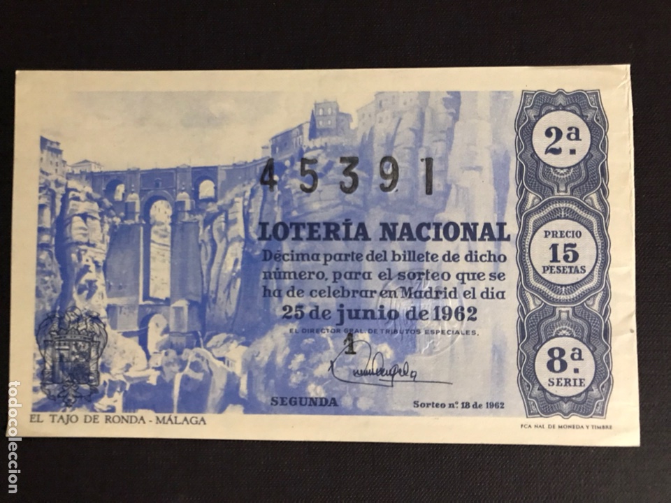 National Spanish Lottery: Loteria A&ntilde;o 1962 sorteo 18