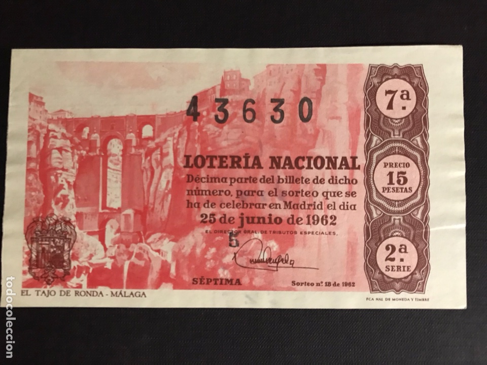 Nationale spanische Lotterie: Loteria A&ntilde;o 1962 sorteo 18