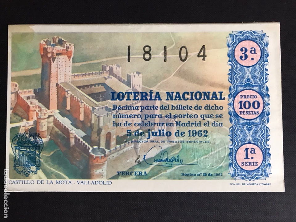 Nationale spanische Lotterie: Loteria A&ntilde;o 1962 sorteo 19