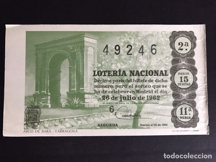 National Spanish Lottery: Loteria A&ntilde;o 1962 sorteo 21