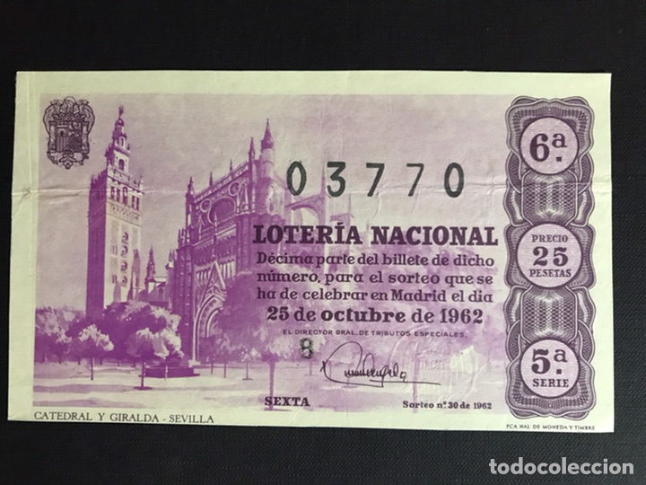 National Spanish Lottery: Loteria A&ntilde;o 1962 sorteo 30
