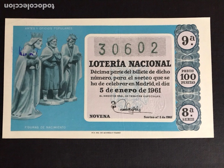 National Spanish Lottery: Loteria A&ntilde;o 1961 sorteo 1