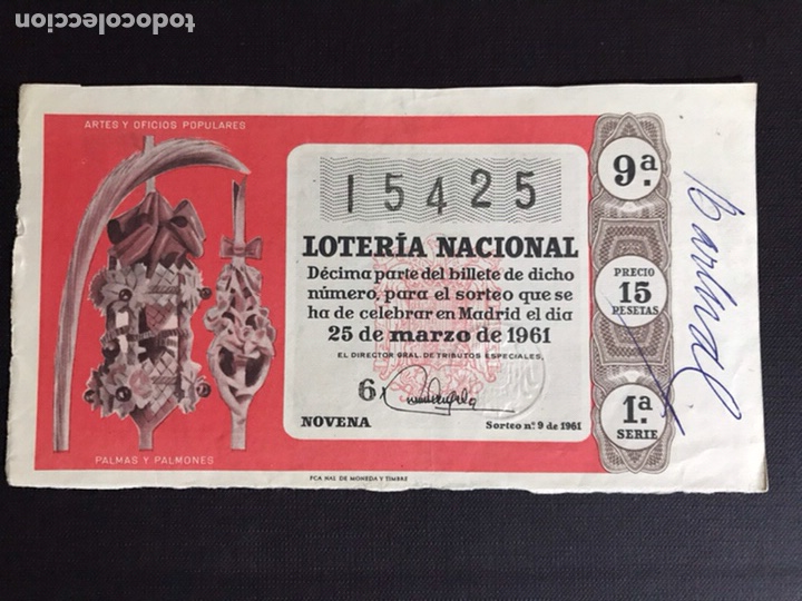 National Spanish Lottery: Loteria A&ntilde;o 1961 sorteo 9