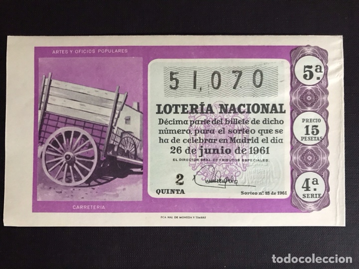 Loterie Nationale: Loteria A&ntilde;o 1961 sorteo 18