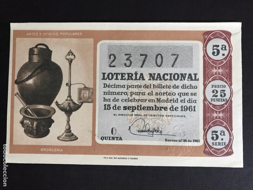 National Spanish Lottery: Loteria A&ntilde;o 1961 sorteo 26