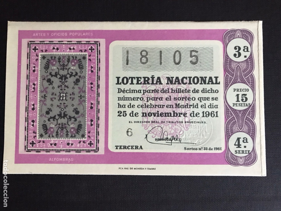 Loterie Nationale: Loteria A&ntilde;o 1961 sorteo 33