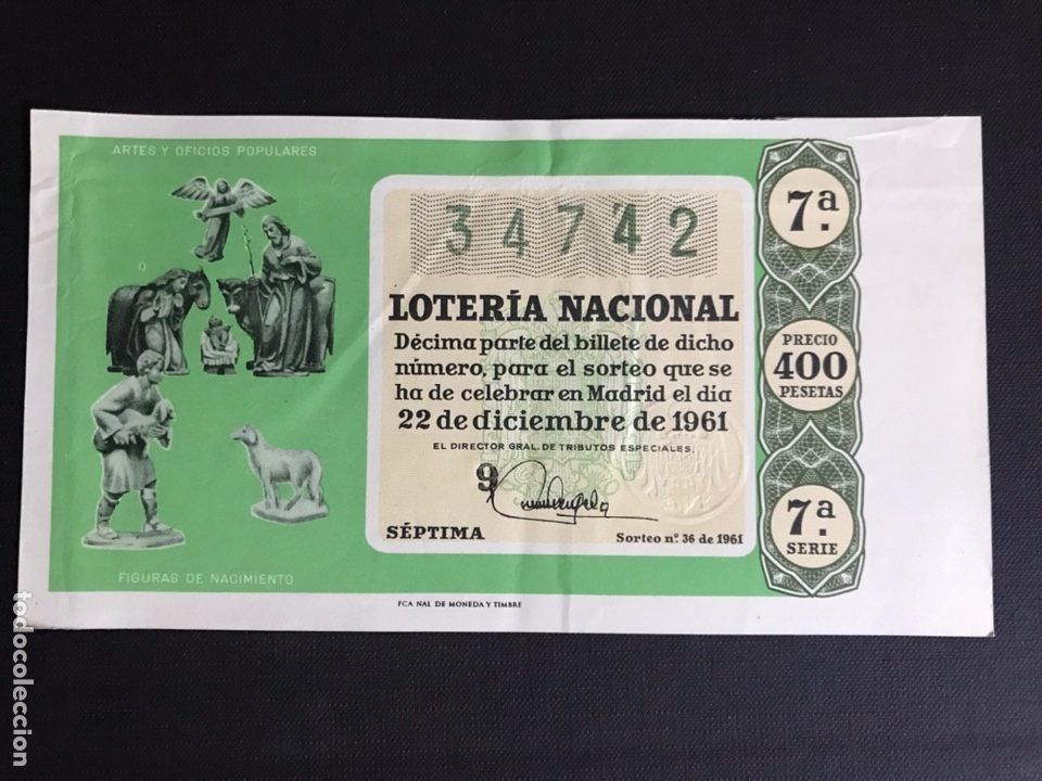 National Spanish Lottery: Loteria A&ntilde;o 1961 sorteo 36 Navidad