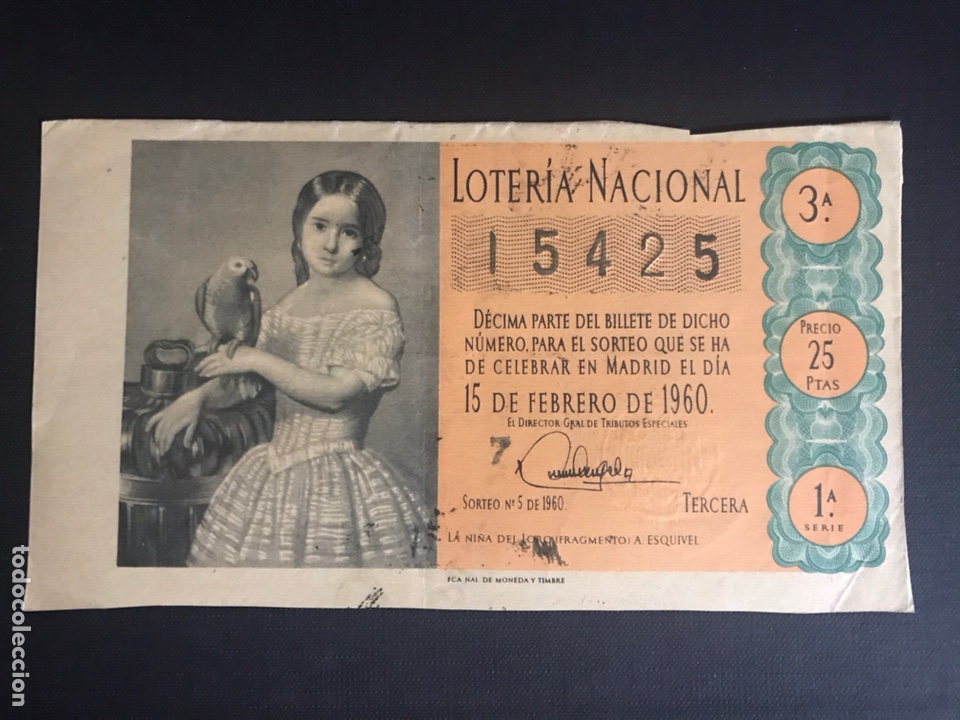 National Spanish Lottery: Loteria A&ntilde;o 1960 sorteo 5