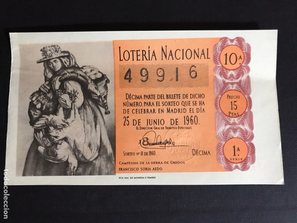 Loter&iacute;a nacional: Loteria A&ntilde;o 1960 sorteo 18