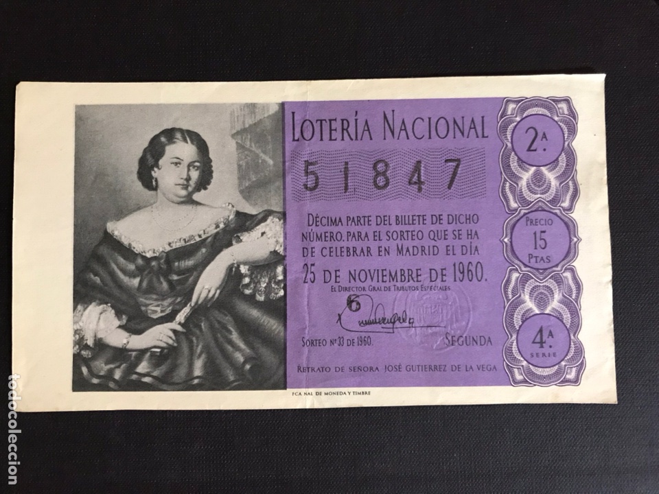 National Spanish Lottery: Loteria A&ntilde;o 1960 sorteo 33