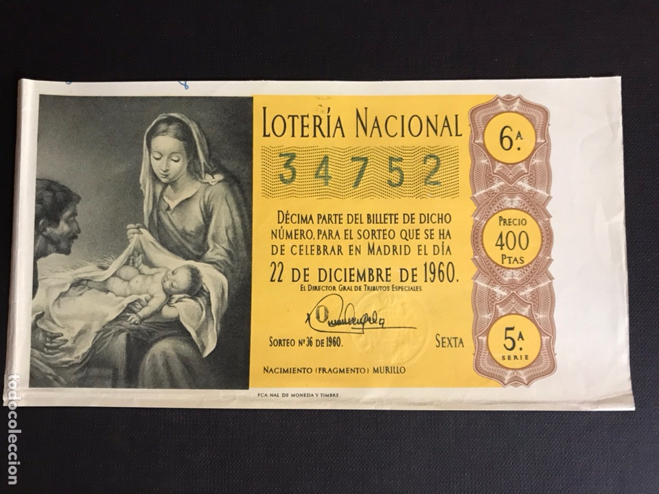 National Spanish Lottery: Loteria A&ntilde;o 1960 sorteo 36 Navidad