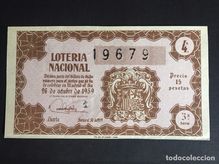 National Spanish Lottery: Loteria A&ntilde;o 1959 sorteo 30