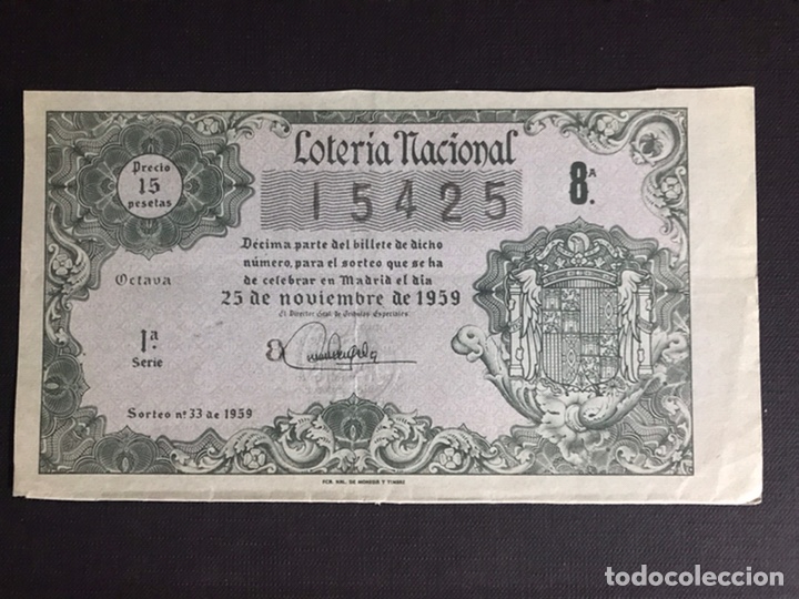 Nationale spanische Lotterie: Loteria A&ntilde;o 1959 sorteo 33