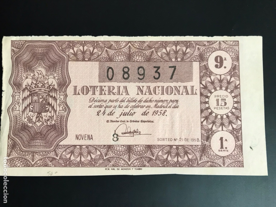 National Spanish Lottery: Loteria A&ntilde;o 1958 sorteo 21