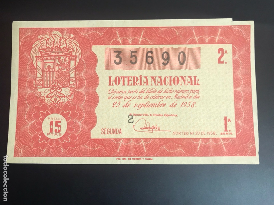Nationale spanische Lotterie: Loteria A&ntilde;o 1958 sorteo 27