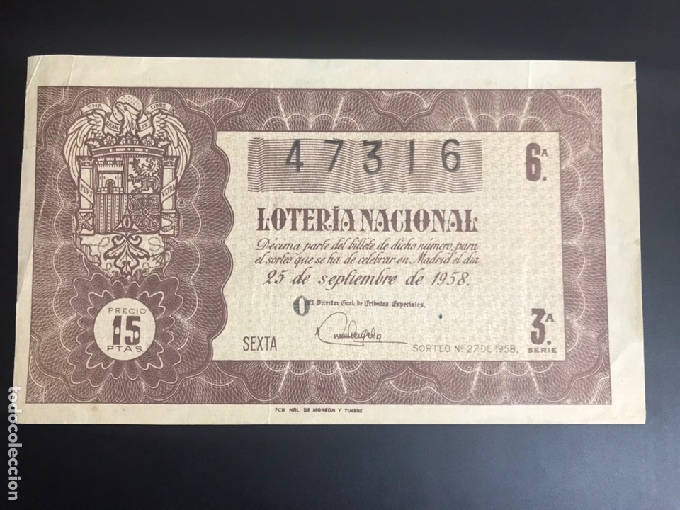 National Spanish Lottery: Loteria A&ntilde;o 1958 sorteo 27