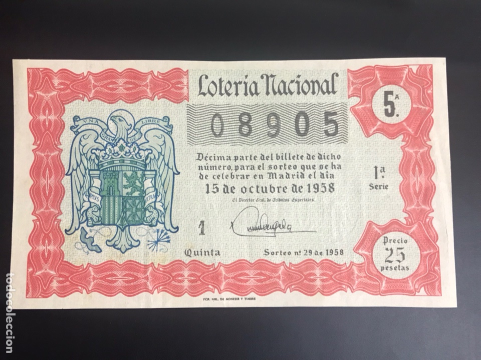 Nationale spanische Lotterie: Loteria A&ntilde;o 1958 sorteo 29